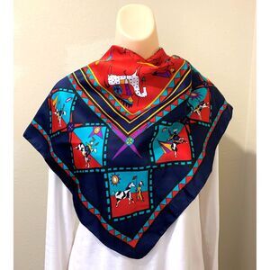 Jocelyne Wauge Indigenous Native Scarf PNW Square Bandana Made Italy 31”